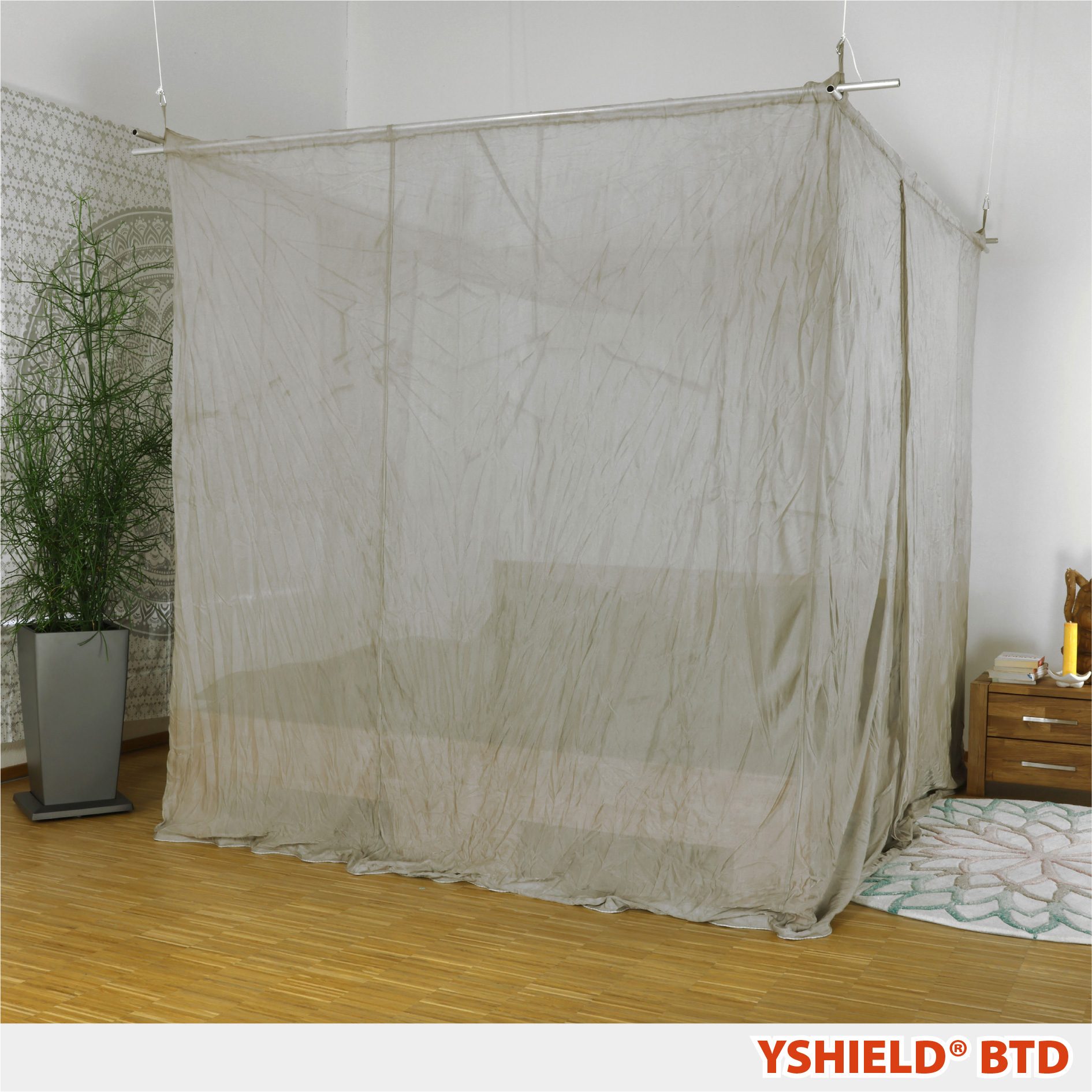 YSHIELD® BTD | Abschirmbaldachin | Doppelbett | SILVER-TULLE – Bild 1