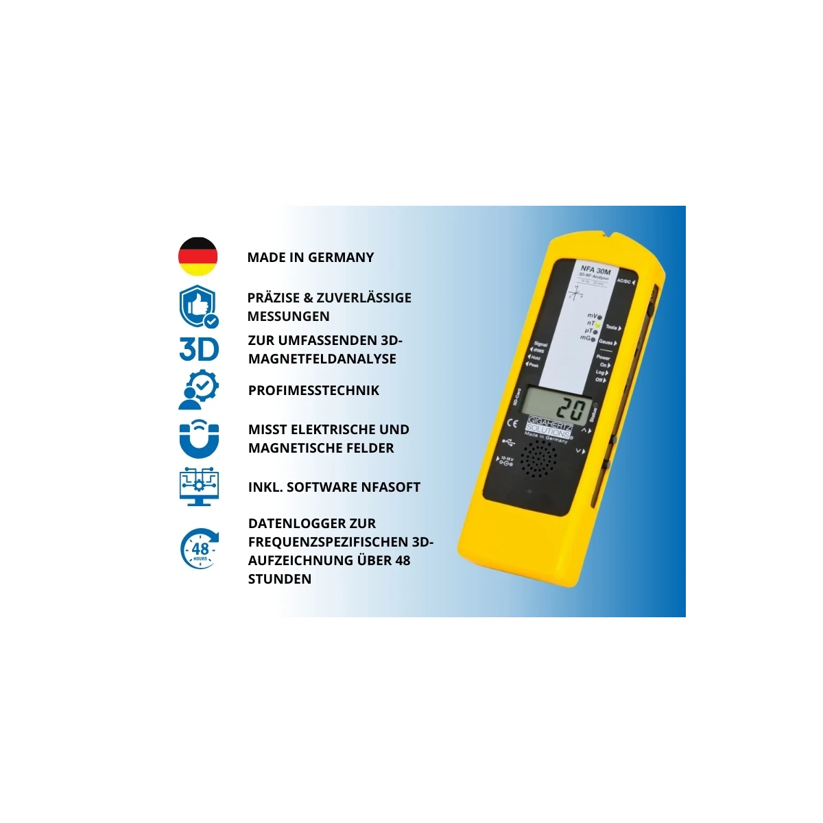 3D-Magnetfeld-Datenlogger NFA30M