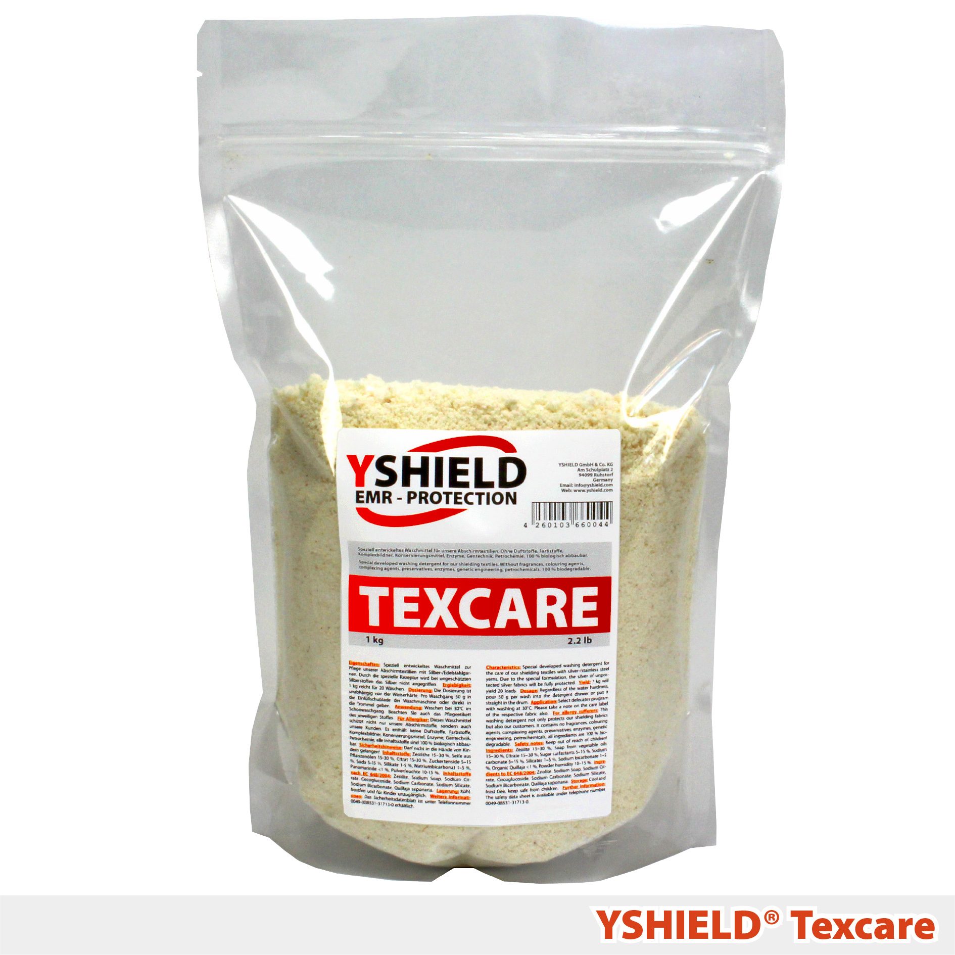 YSHIELD® Pulverwaschmittel TEXCARE für Abschirmstoffe | 1 kg – Bild 1